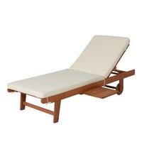 Sonnenliege San Diego - Beige/Braun, Basics, Holz/Textil (64/89/83cm) - Gardenson