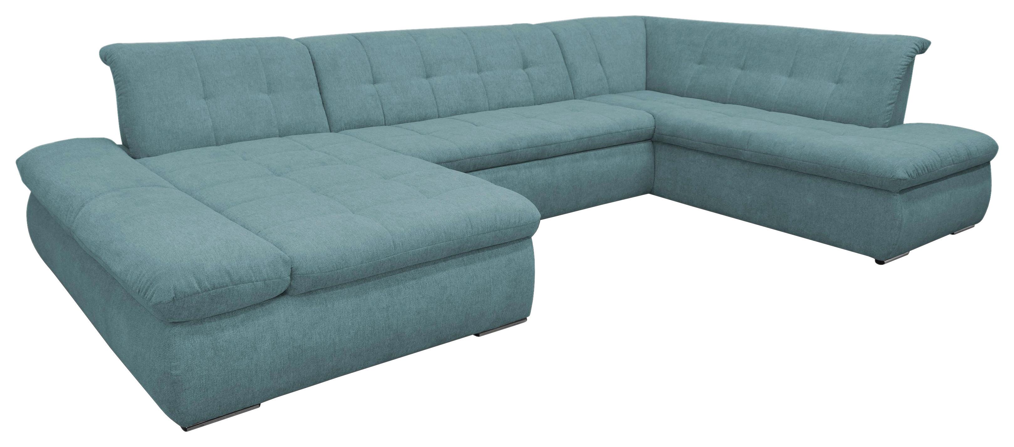Wohnlandschaft Moric mit Schlaffunktion Petrol - Chromfarben/Petrol, KONVENTIONELL, Textil (172/353/216cm) - MID.YOU
