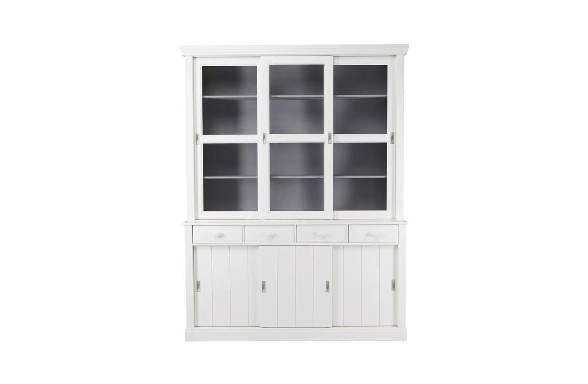 Vitrine Lagos Weiß B: 166 Cm - Weiß, Design, Glas/Holz (166/214/48cm) - Livetastic