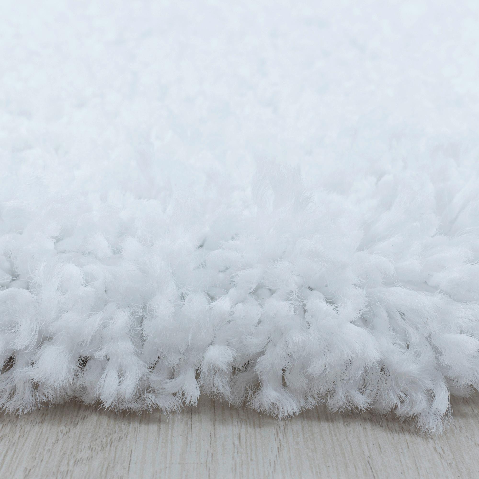 Hochflor Teppich Weiß Sydney Rund Ø 200 cm - Weiß, Basics, Textil (200cm)