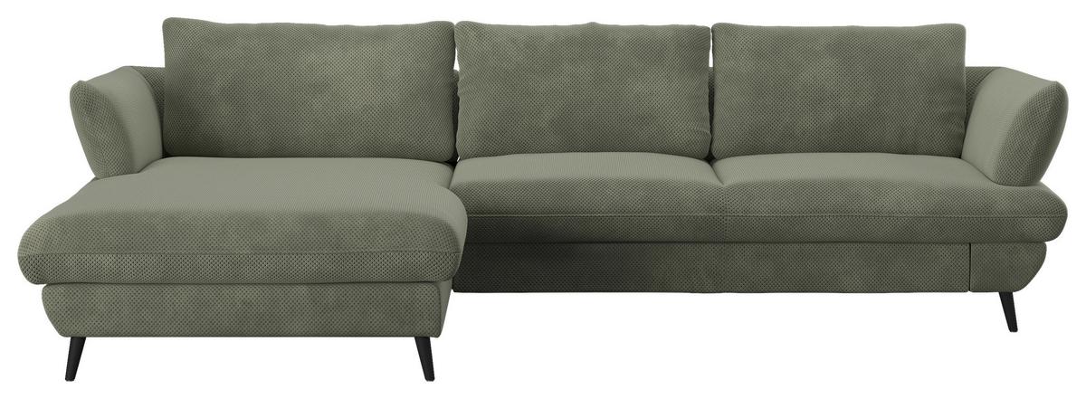 Ecksofa Balou, Grün S: 181x281 cm - Schwarz/Grün, Design, Textil (181/281cm) - Livetastic