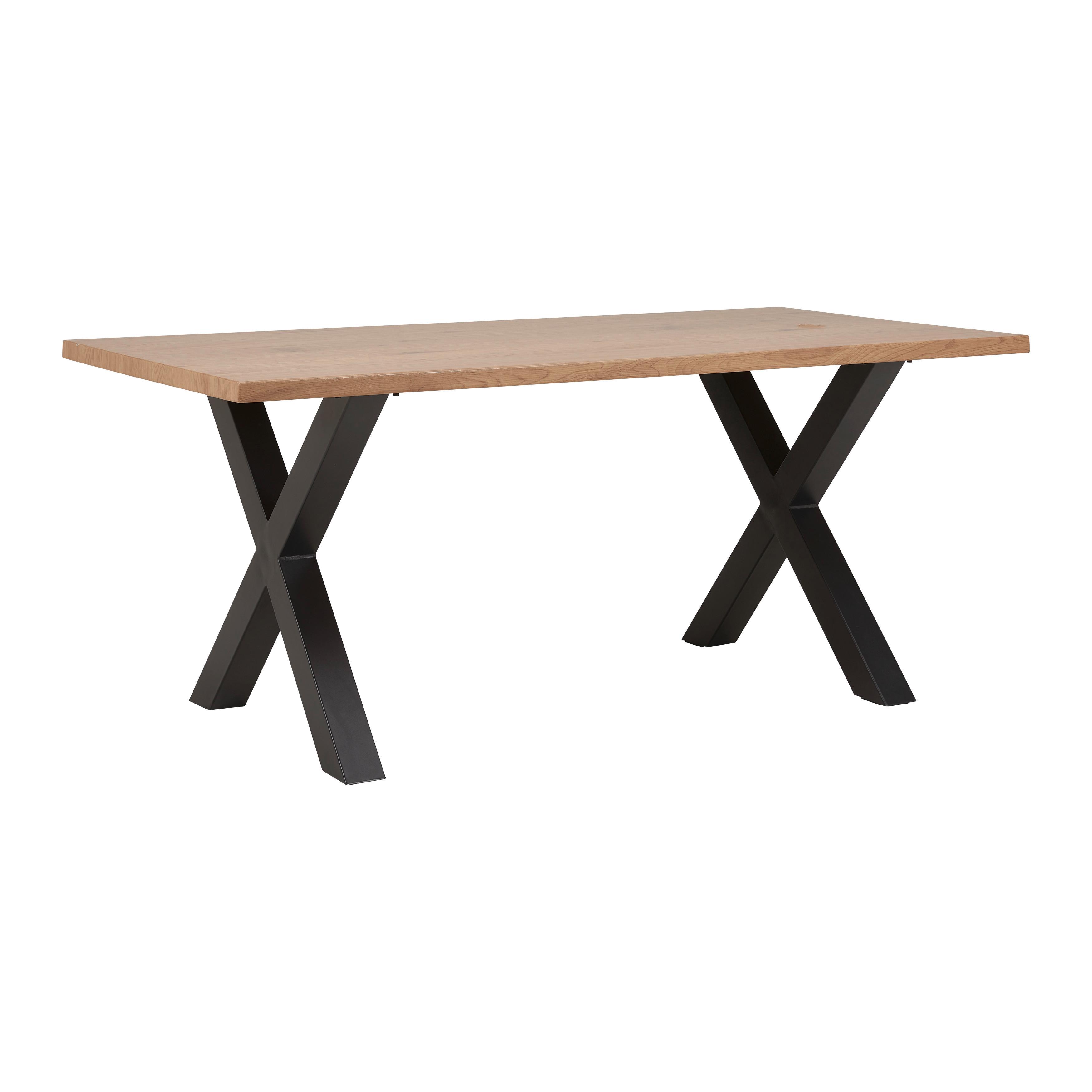 Jedálenský stôl GIONA 180x90 cm - čierna/farba jaseňa, Modern, kov/kompozitné drevo (180/76/90cm) - Bessagi Home