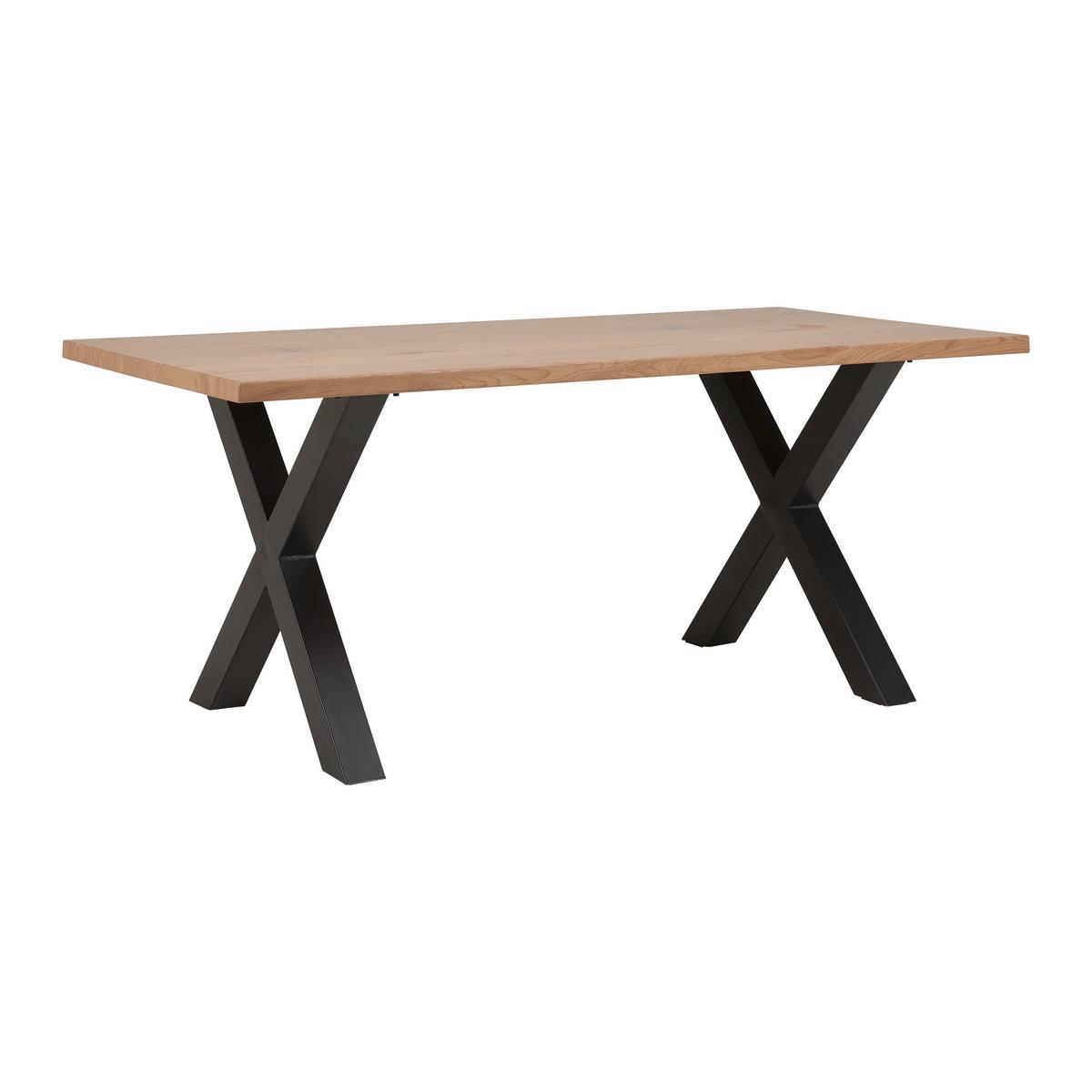 Jídelní stůl GIONA 180x90 cm - černá/barvy jasanu, Moderní, kov/kompozitní dřevo (180/76/90cm) - Bessagi Home