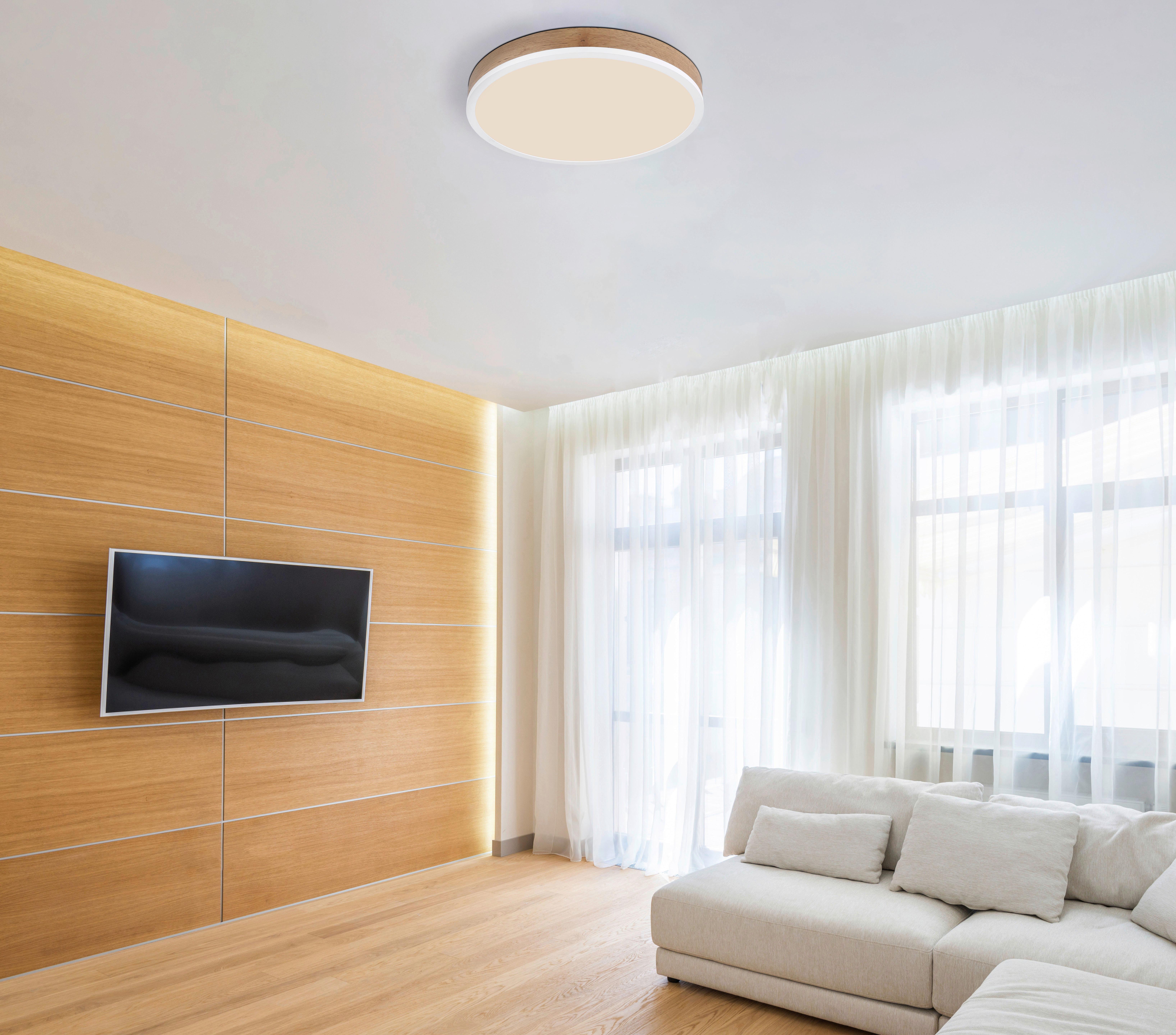 Led Mennyezeti Lámpa 416080wwd2r - sötétbarna/opál, Natur, műanyag/faalapú anyag (45/8,5cm) - Globo