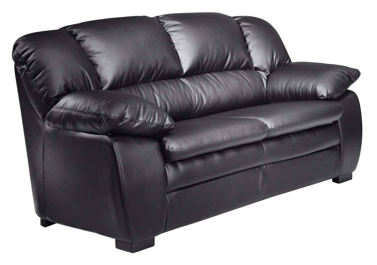 2-Sitzer-Sofa Casino I Rücken echt Schwarz Lederlook - Schwarz, KONVENTIONELL, Textil (159/88/92cm) - MID.YOU