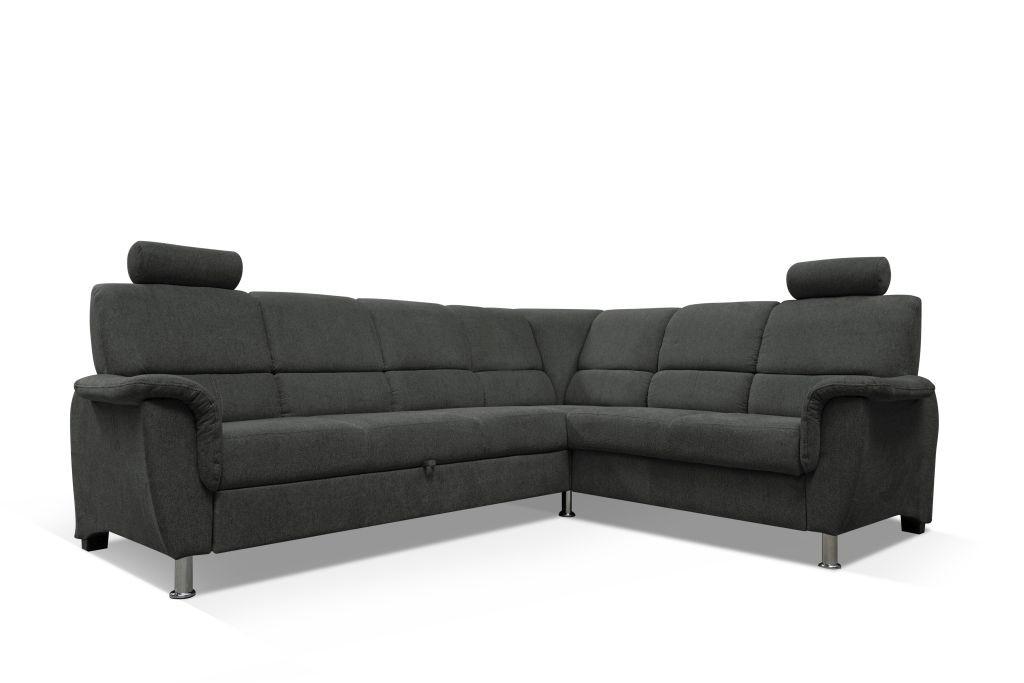 Sedačka MARSYLIA, pravá, antracit.velur, s relax.rohem - černá/barvy stříbra, Design, kov/dřevo (270/216cm) - MID.YOU