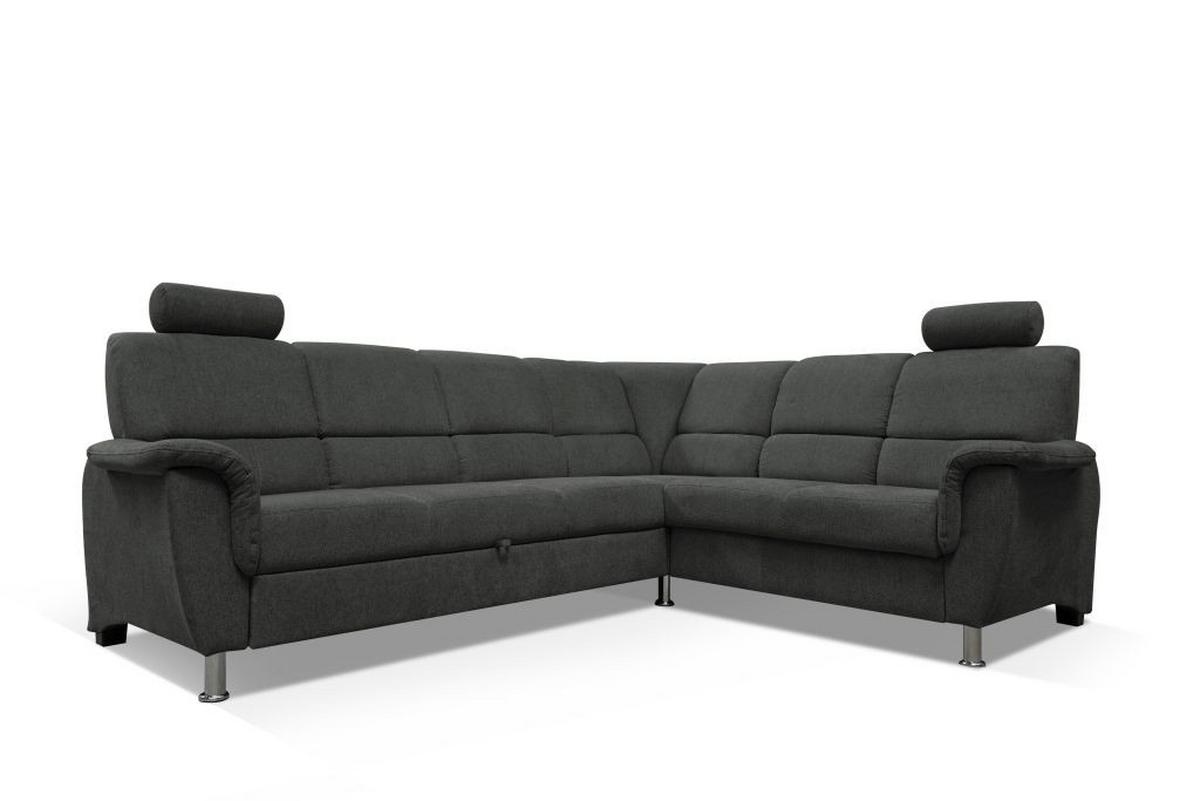 Sedačka MARSYLIA, pravá, antracit.velur, s relax.rohem - černá/barvy stříbra, Design, kov/dřevo (270/216cm) - MID.YOU