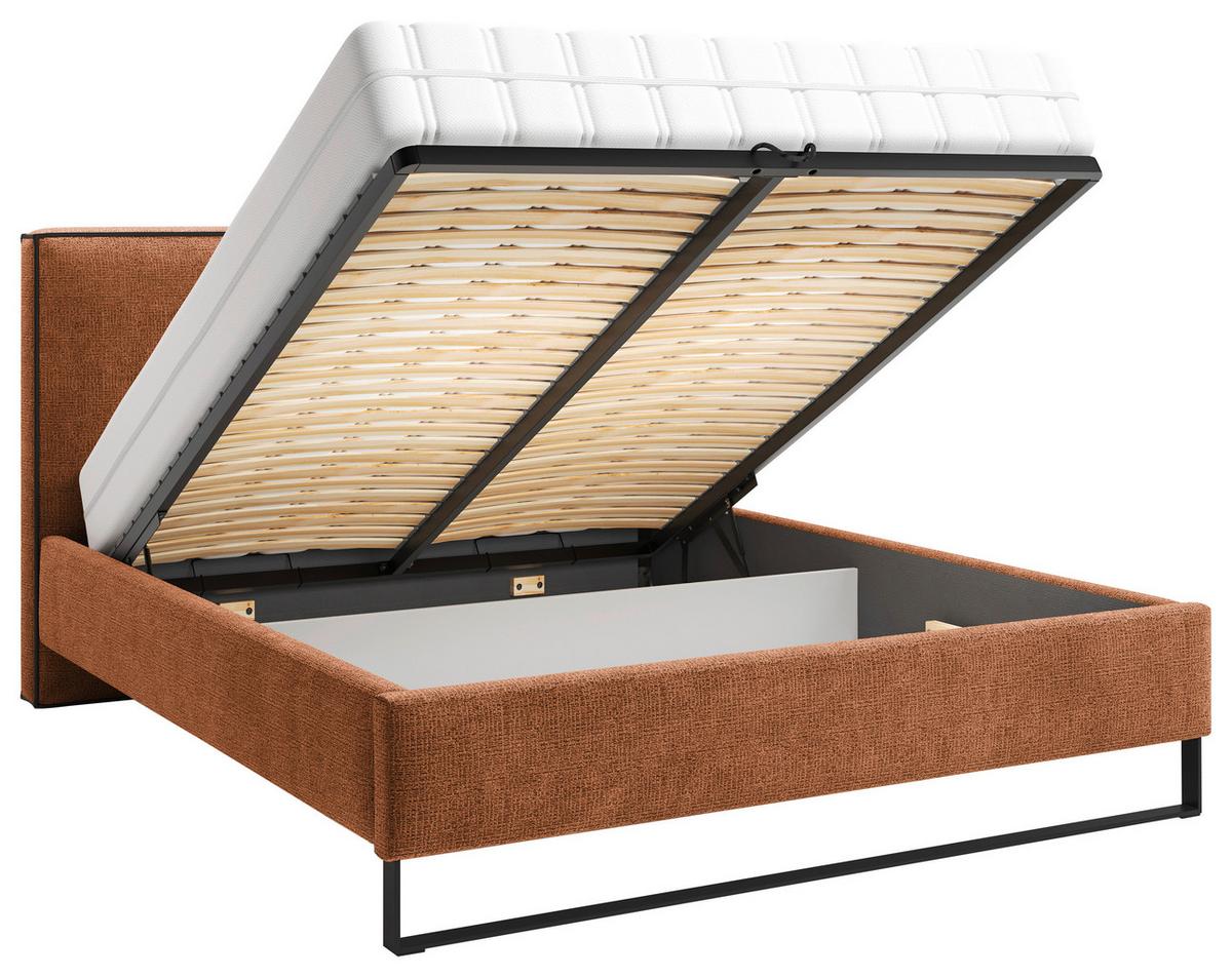 Polsterbett Winter Rostfarben Lf: 180x200 Cm - Rostfarben/Schwarz, MODERN, Holz/Holzwerkstoff (180/200cm) - MID.YOU