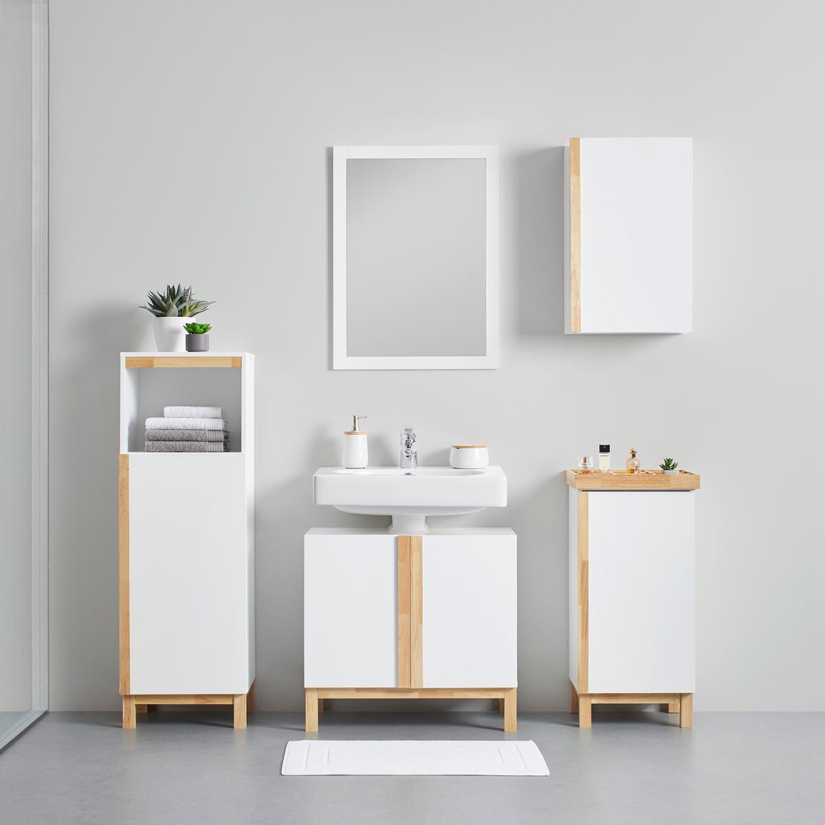 Závěsná skřiňka RICO - bílá/přírodní barvy, Moderní, dřevo (42/66/20cm) - Bessagi Home