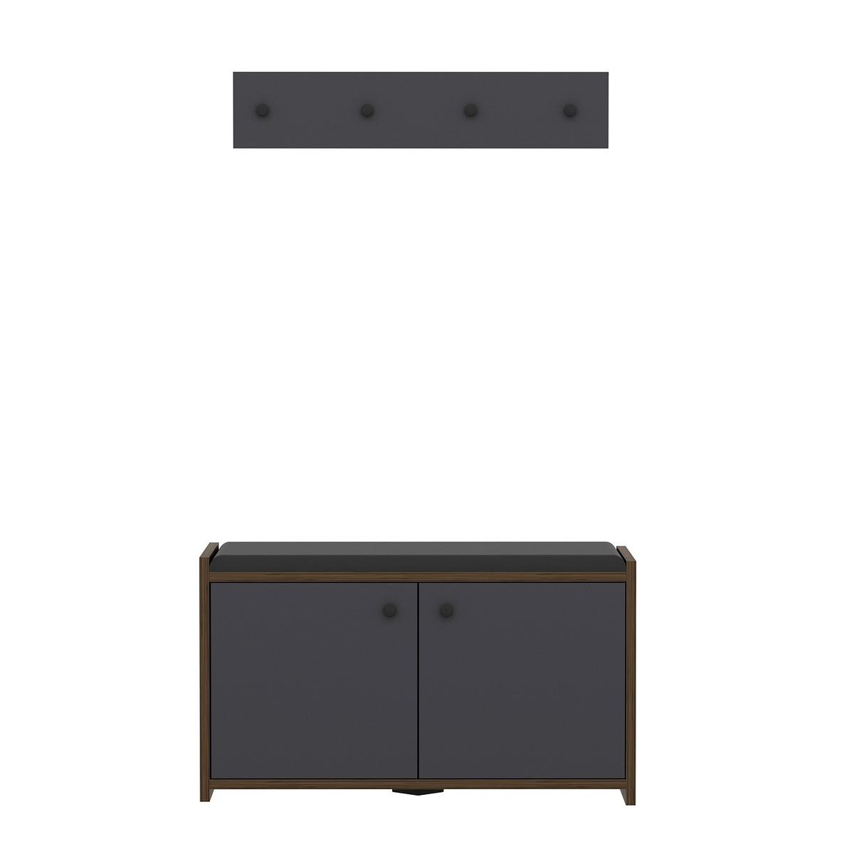 Garderobe Zen 2-teilig Antharazit B: 80 Cm - Anthrazit, Design, Holzwerkstoff (80/45/35cm) - Livetastic