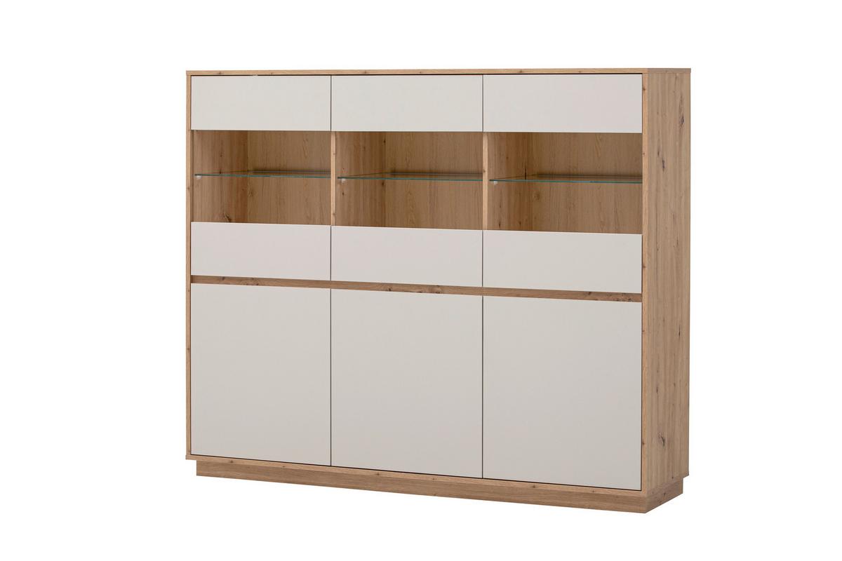 Highboard Sonora Kashmir/Eiche B: 164cm - Kaschmir/Eiche Artisan, Design, Glas/Holzwerkstoff (164/138/40cm) - MID.YOU