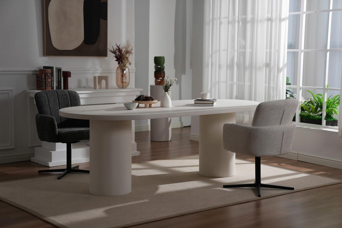 Armlehnstuhl Allison Leinenoptik Grau, B: 58 Cm - Dunkelgrau/Schwarz, LIFESTYLE, Holz/Textil (58/86/64cm) - Livetastic