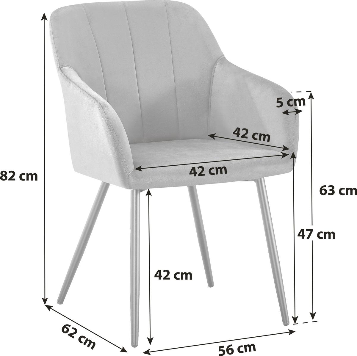 Armlehnstuhl Jenke Samt Anthrazit, B: 56 Cm - Anthrazit/Schwarz, KONVENTIONELL, Textil/Metall (56/82/62cm) - Nedis SmartLife