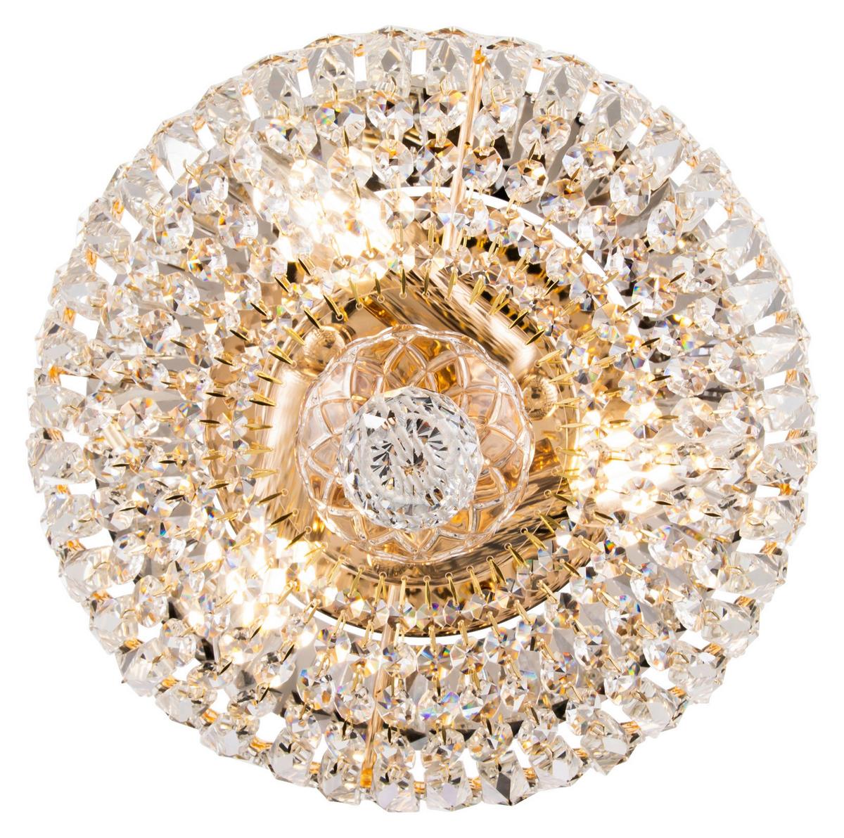 Kronleuchter Basfor 3xe14, Goldfarben Kristallglas - Goldfarben, Trend, Glas/Metall (30/18/30cm) - MAYTONI