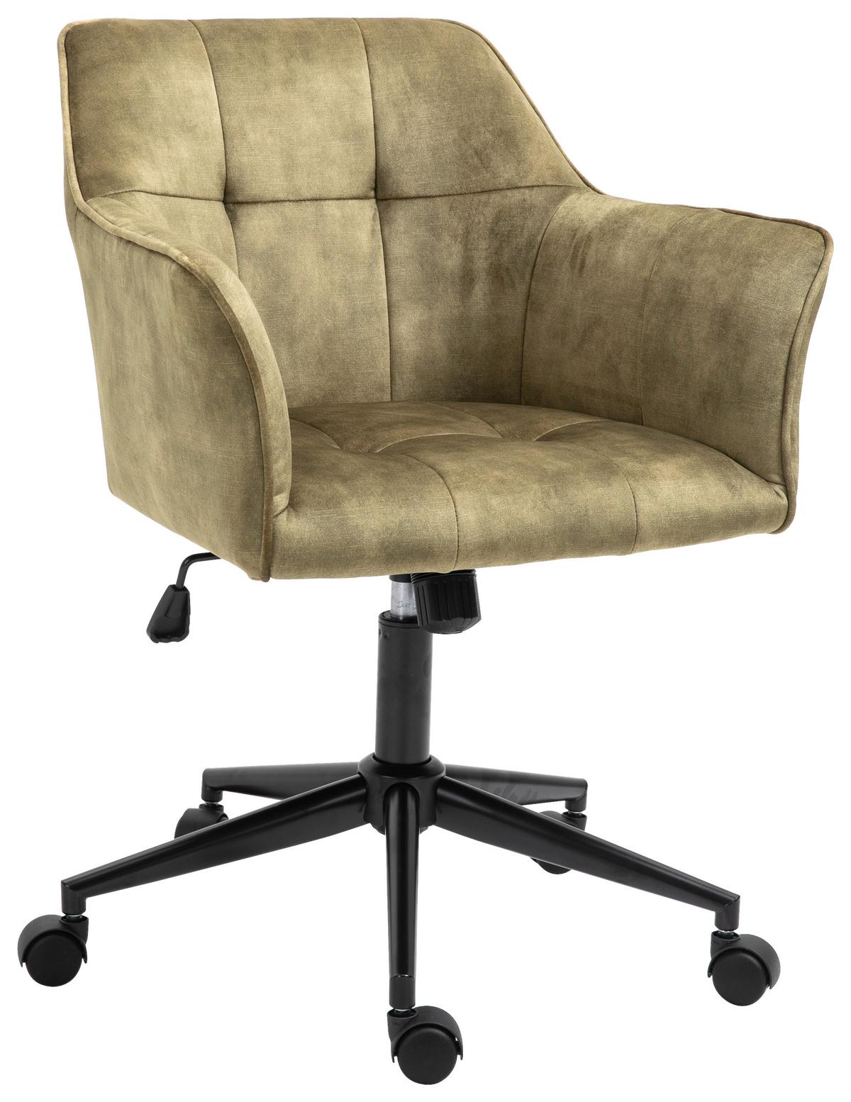 Drehstuhl Kipper - Schwarz/Olivgrün, MODERN, Kunststoff/Textil (60/90/61cm) - MID.YOU