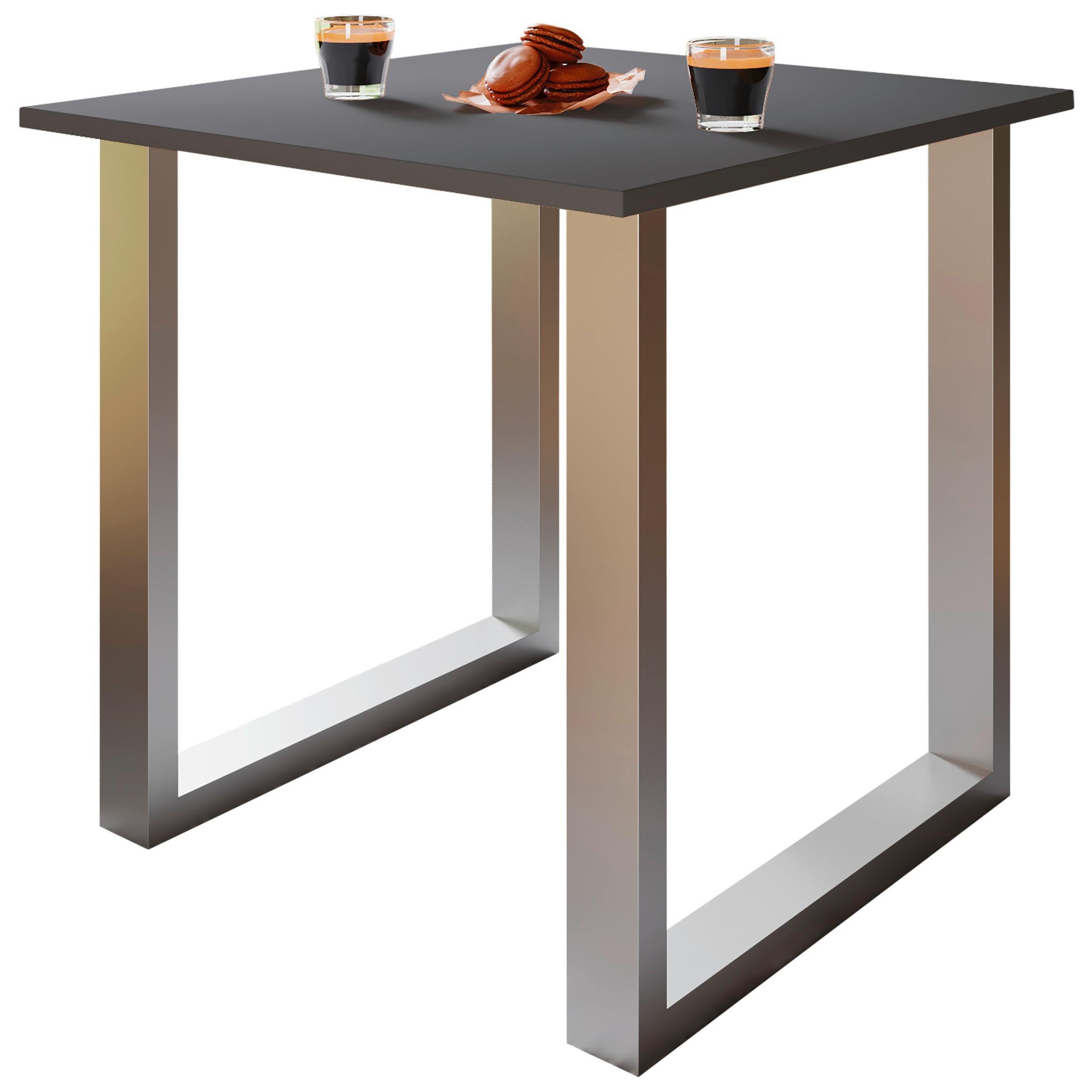 Schreibtisch Lona Anthrazit B. 80 cm - Silberfarben/Silbereichenfarben, Design, Holzwerkstoff/Metall (80/76/80cm) - MID.YOU