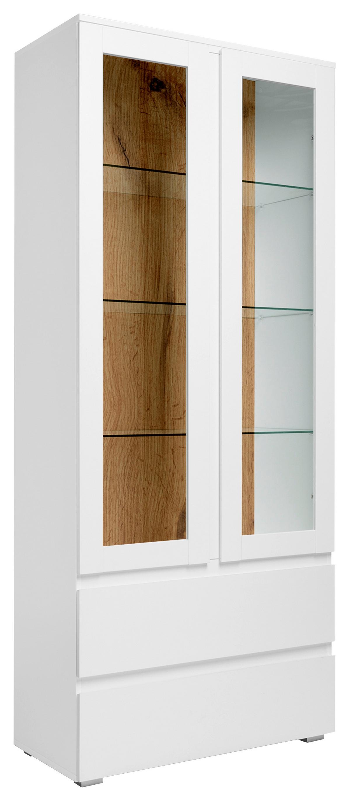 Vitrine Image B: 80 Cm Weiß - Silberfarben/Weiß, KONVENTIONELL, Glas/Holzwerkstoff (80/191/40cm) - MID.YOU