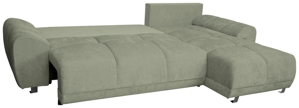 ECKSCHLAFSOFA Ramon, Mintgrün S:296x182cm - Chromfarben/Beige, Trend, Textil (296/182cm)
