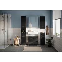 Badezimmer Linus Schwarz Hochglanz - Schwarz Hochglanz/Silberfarben, MODERN, Glas/Holzwerkstoff (120cm) - MID.YOU