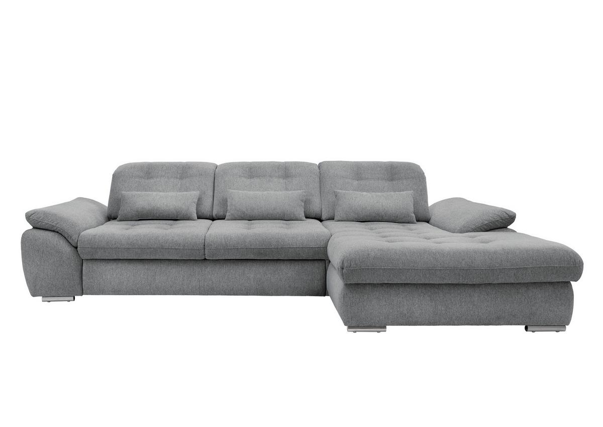 Ecksofa mit Bettkasten Rigatti Silberfarben 314x184cm - Chromfarben/Anthrazit, MODERN, Textil (314/184cm) - Livetastic