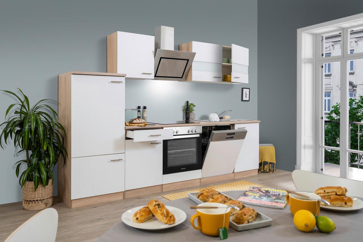 Küchenblock Merle Küchenblock 280 cm - Eichefarben/Weiß, Basics, Holzwerkstoff (280cm) - Respekta