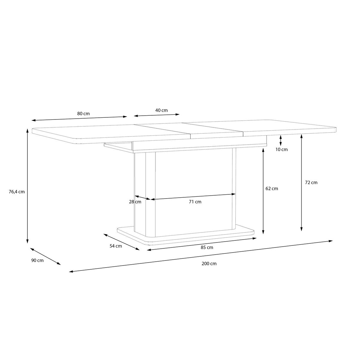 Jedálenský stôl 160-200 cm - piesková/farba duba, Modern, kompozitné drevo (160-200/75,4/90cm)