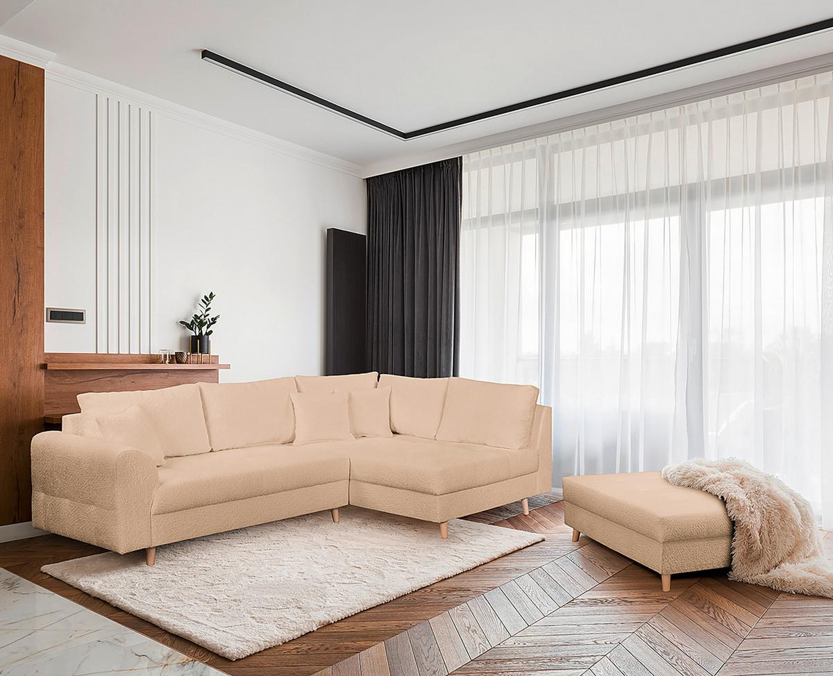 Ecksofa Ariella Beige S: 231x161 cm - Beige/Naturfarben, Design, Textil (231/161cm) - Livetastic