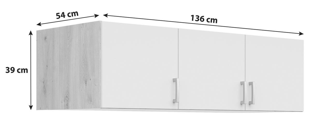 Nástavec BRANDO 136cm dekor dub Artisan/biela matná - biela/dub artisan, Konventionell, kompozitné drevo/plast (136/39/54cm)