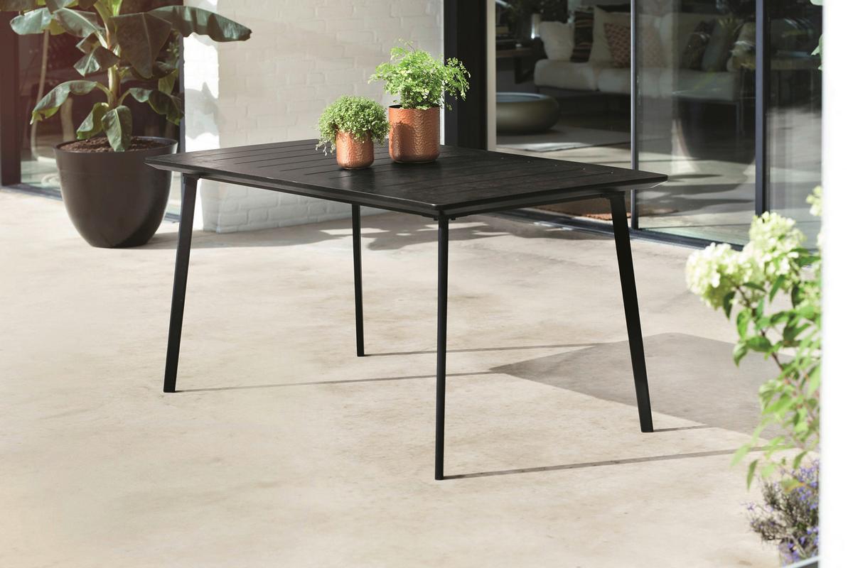 Gartentisch Metalea Table Metall L: 146 cm - Schwarz, Basics, Kunststoff/Metall (146/75/87cm) - Keter