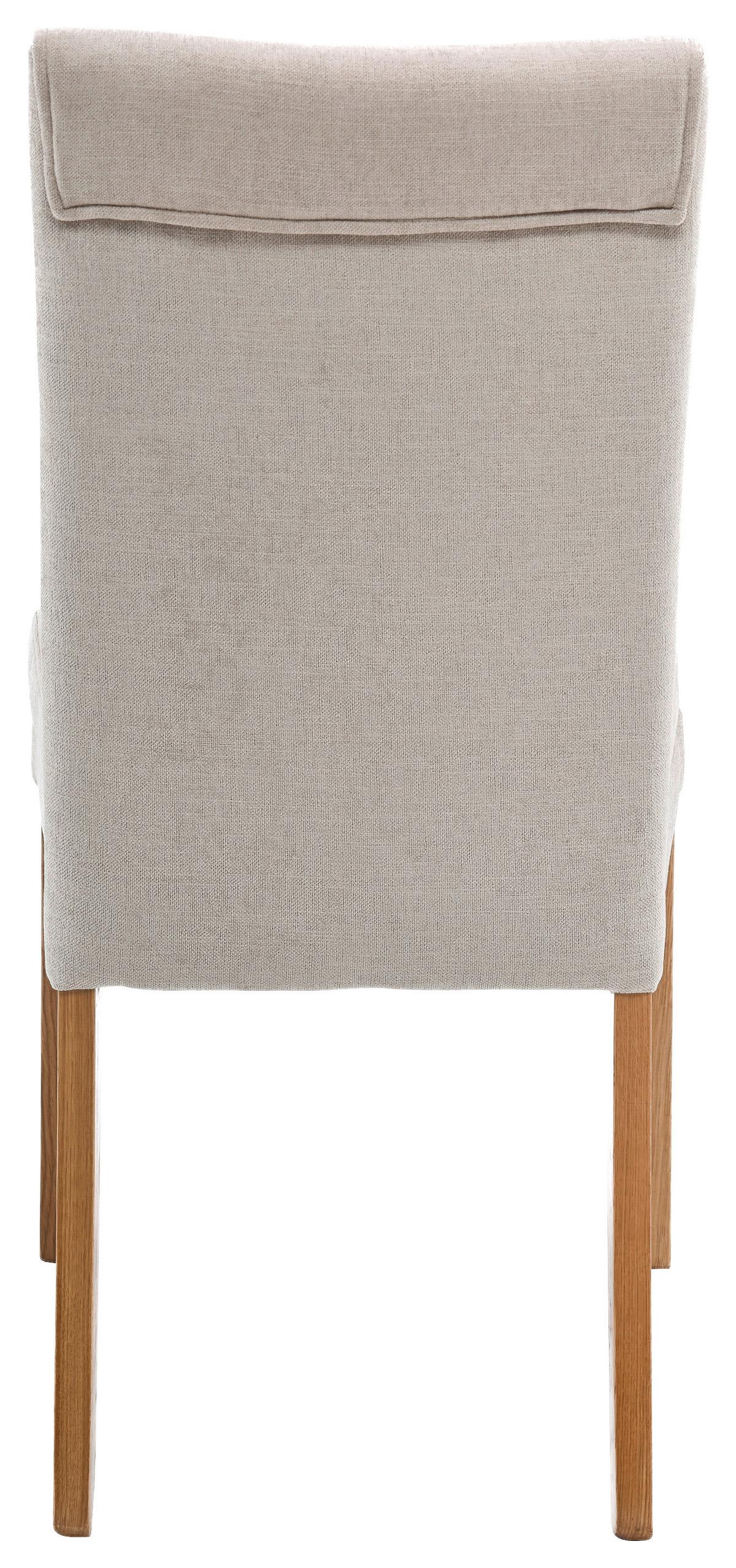 Stuhl Vega 2 Beige Beine Eiche Massiv, B: 61 Cm - Beige/Naturfarben, KONVENTIONELL, Holz/Textil (61/101/65,5cm)