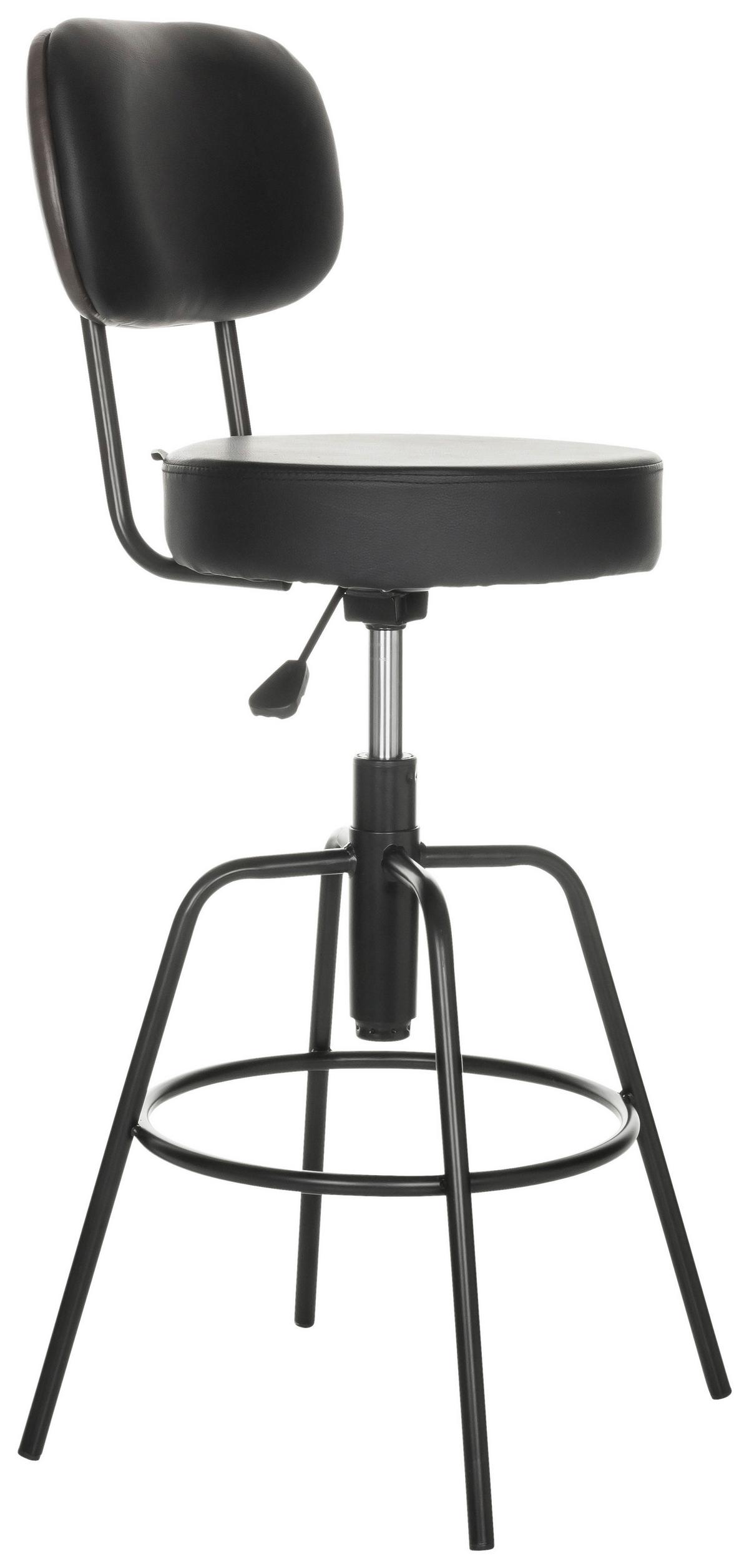 Barhocker Disc High - Schwarz, Basics, Leder/Metall (43/103-113/43cm) - MID.YOU