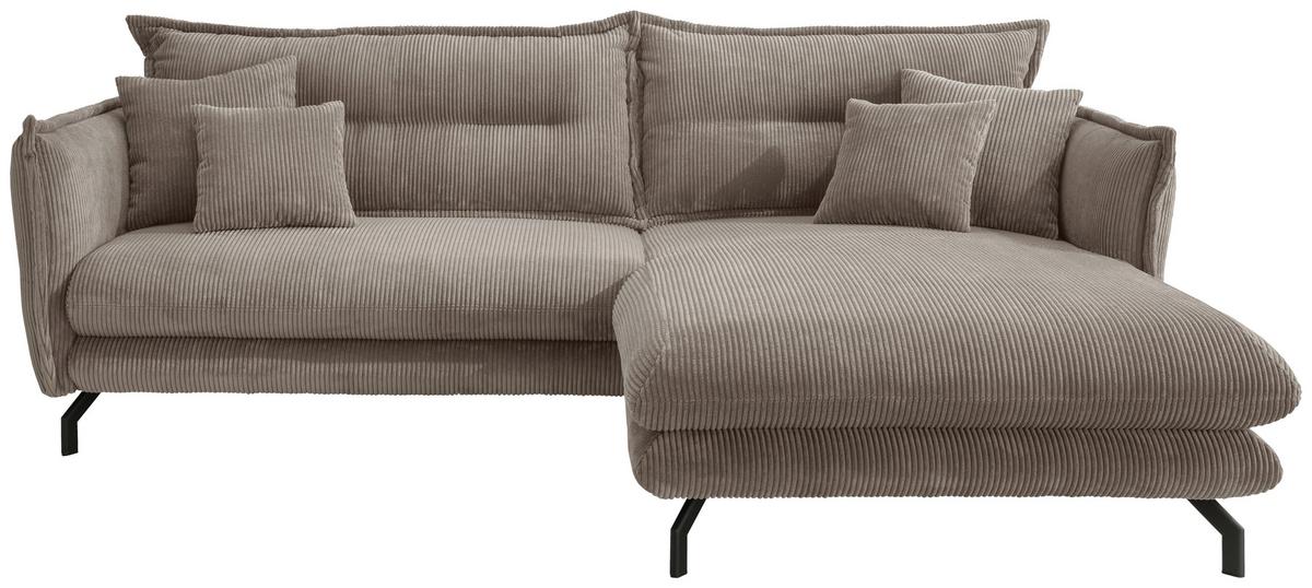Ecksofa Lava Graubraun S: 255/180 Cm - Graubraun/Schwarz, MODERN, Textil (255/180cm) - Livetastic
