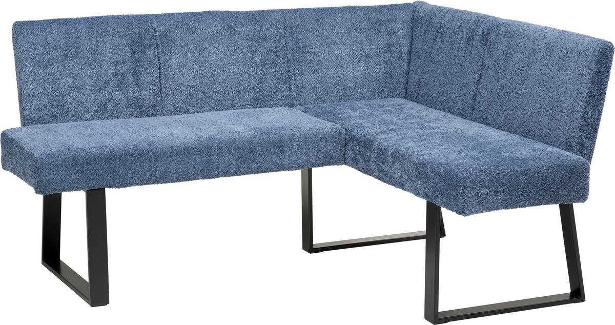 Eckbank Terri Dunkelblau, ca. 163x132 cm - Schwarz/Dunkelblau, KONVENTIONELL, Textil/Metall (160/130cm) - MID.YOU