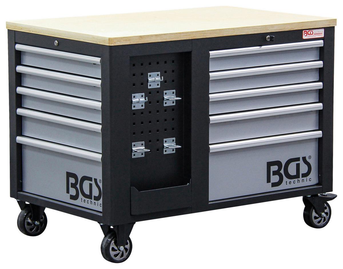 Werkstattwagen 10 Schubladen Schwarz/silberfarben B: 115 Cm - Silberfarben/Schwarz, Basics, Holz/Metall (115/88,6/74cm)