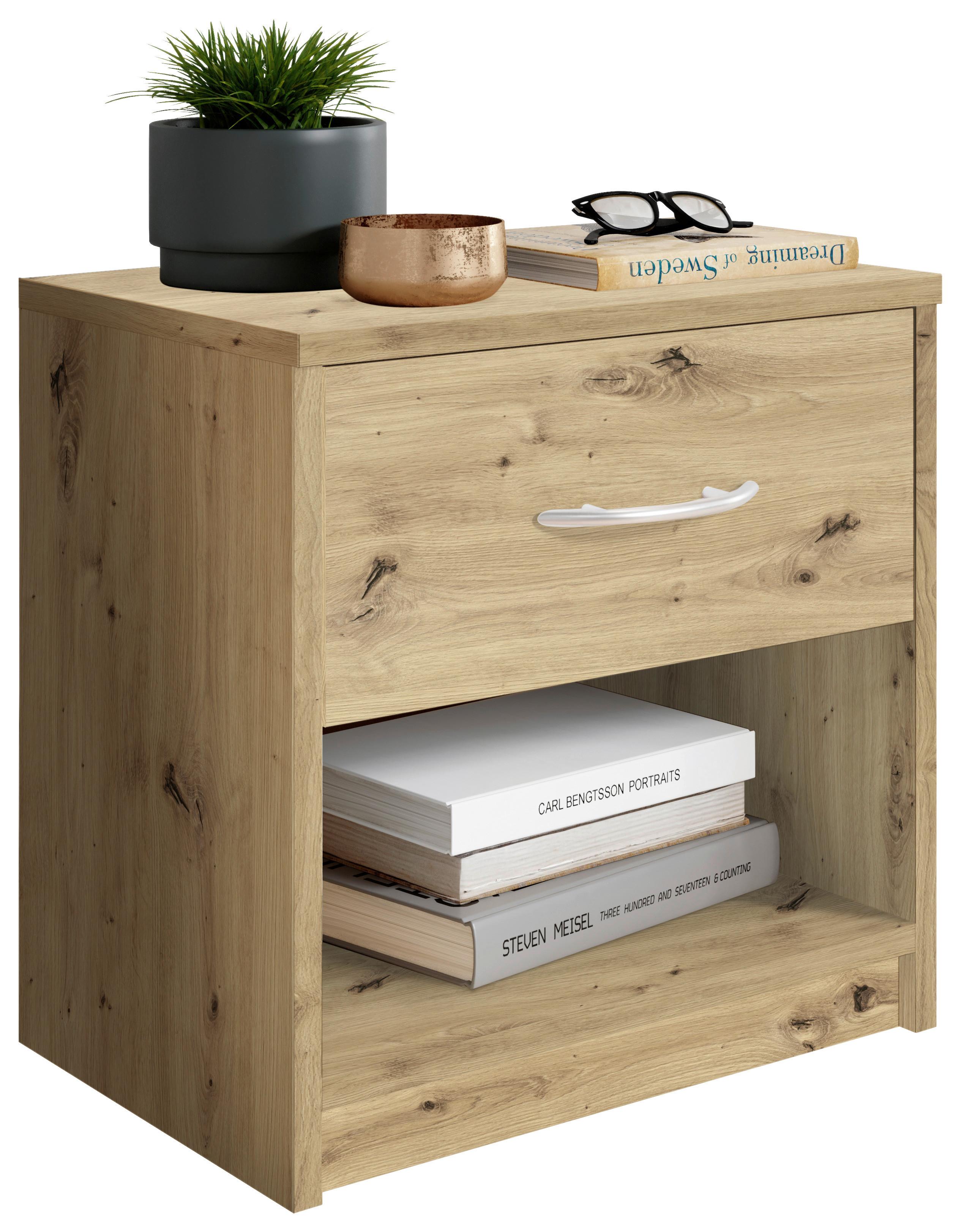 Nachtkästchen Pepe B: 39 Cm Eiche Artisan - Eiche Artisan, Basics (39/41/28cm)