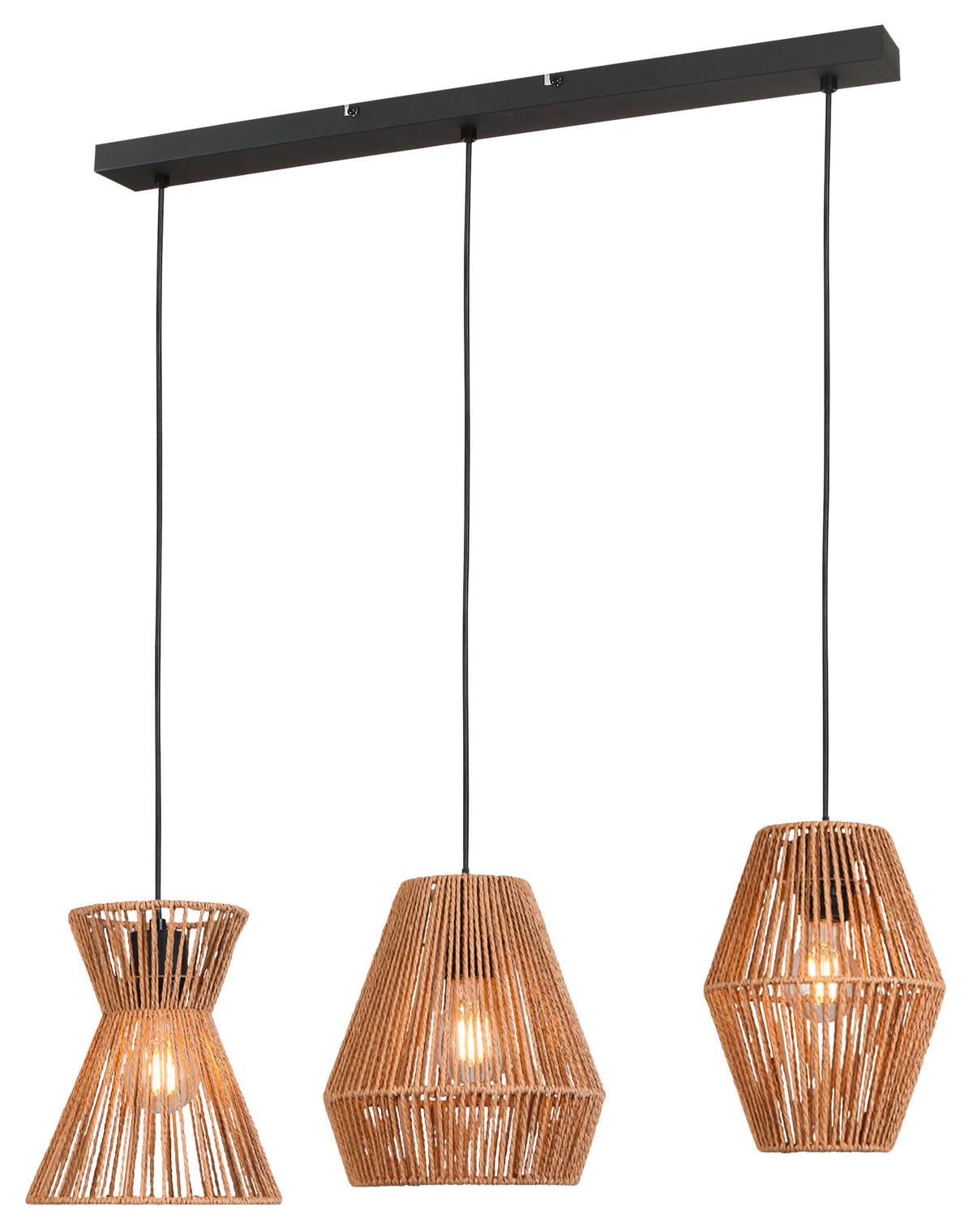 Závesné svietidlo Naturm - černá/přírodní barvy, Konvenční, kov/papír (80/20/120cm) - Modern Living