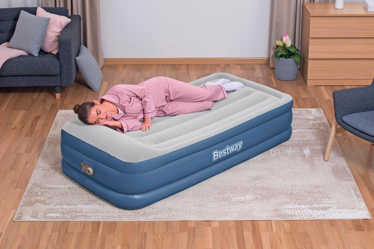 Luftbett Kerstin 191x97x46 cm Bis 300kg, inkl. Pumpe - Blau/Dunkelgrau, KONVENTIONELL, Kunststoff/Metall (191/97/46cm) - Bestway