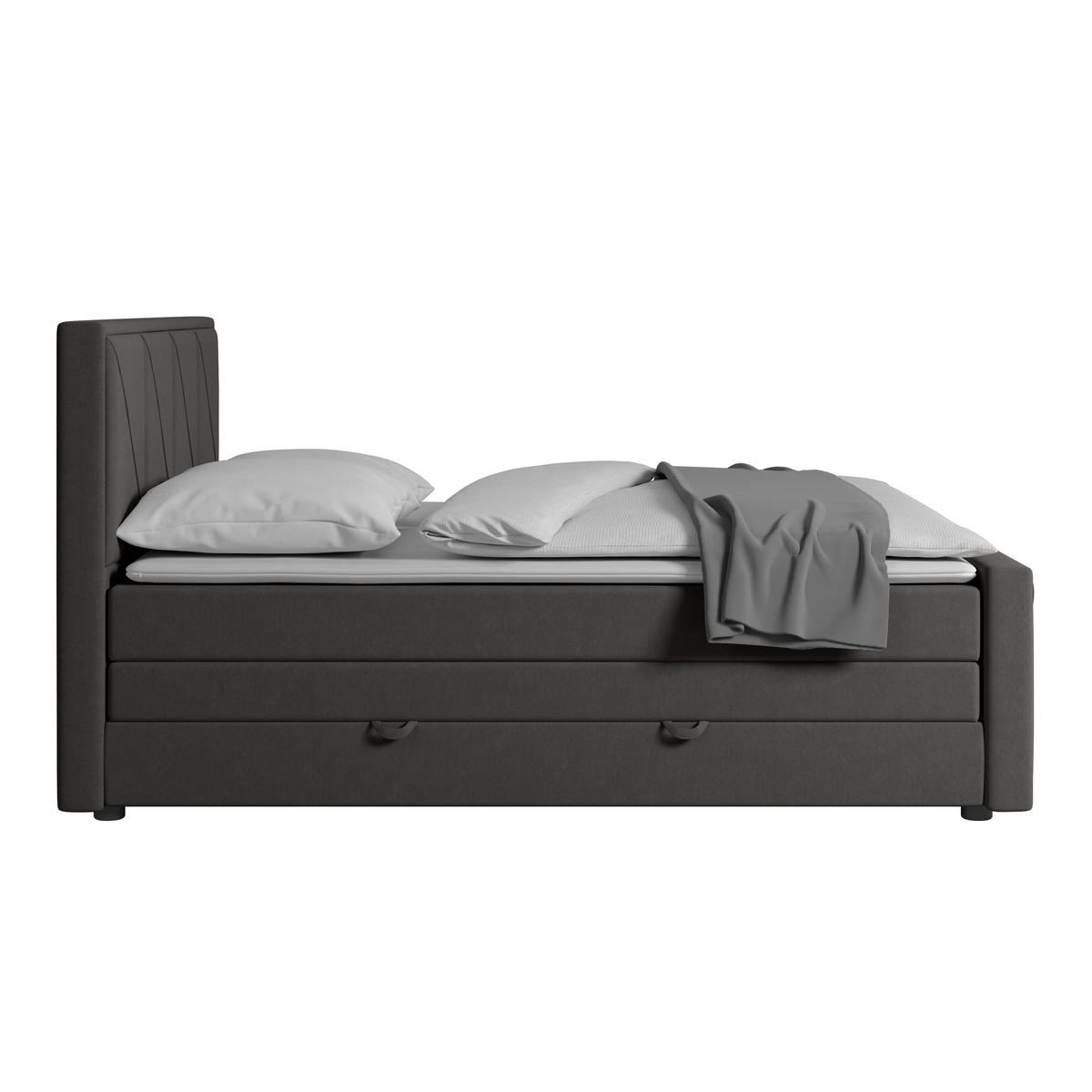 Boxspringbett Mit Bettkasten Oslo 180x200 Cm Anthrazit - Anthrazit/Schwarz, MODERN, Karton/Holzwerkstoff (180/200cm) - MID.YOU