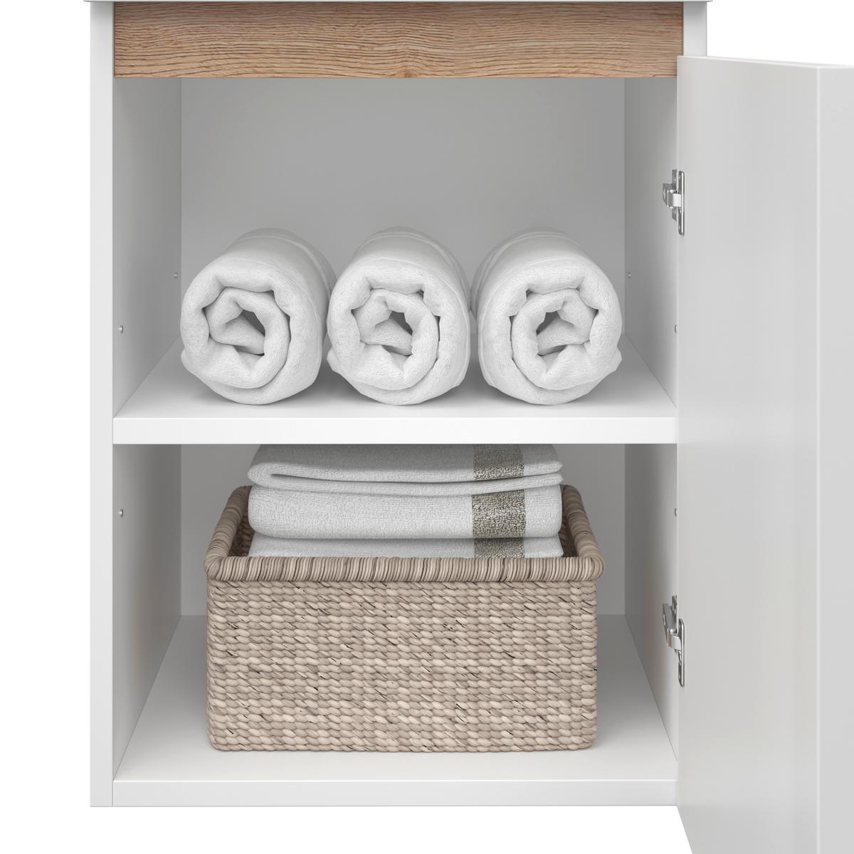 Unterschrank Marbella B: 40 cm Weiß/Eiche Dekor - Weiß, MODERN, Holzwerkstoff (40/81,2/35cm)