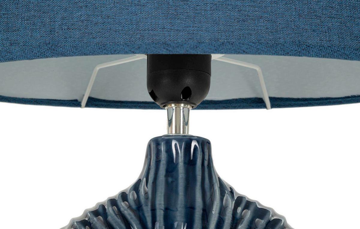 Tischleuchte Seta Blau B: 28,5 cm - Blau, Basics, Keramik/Textil (28.5/15/43cm)