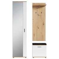 Garderobe Jakob 4-teilig Eiche Artisan/weiß B: 49 Cm - Weiß/Eiche Artisan, Design, Holzwerkstoff (49/196/30cm) - MID.YOU