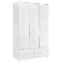 Drehtürenschrank +schubladen B: 126 cm Spice, Weiß - Weiß Hochglanz/Eichefarben, MODERN (126/208/57cm) - MID.YOU