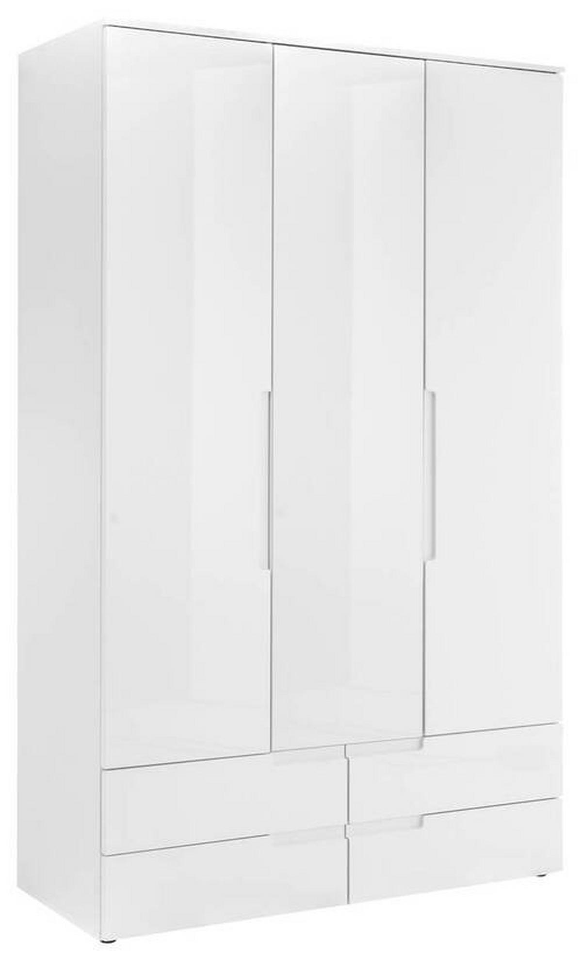 Drehtürenschrank +schubladen B: 126 cm Spice, Weiß - Weiß Hochglanz/Eichefarben, MODERN (126/208/57cm) - MID.YOU