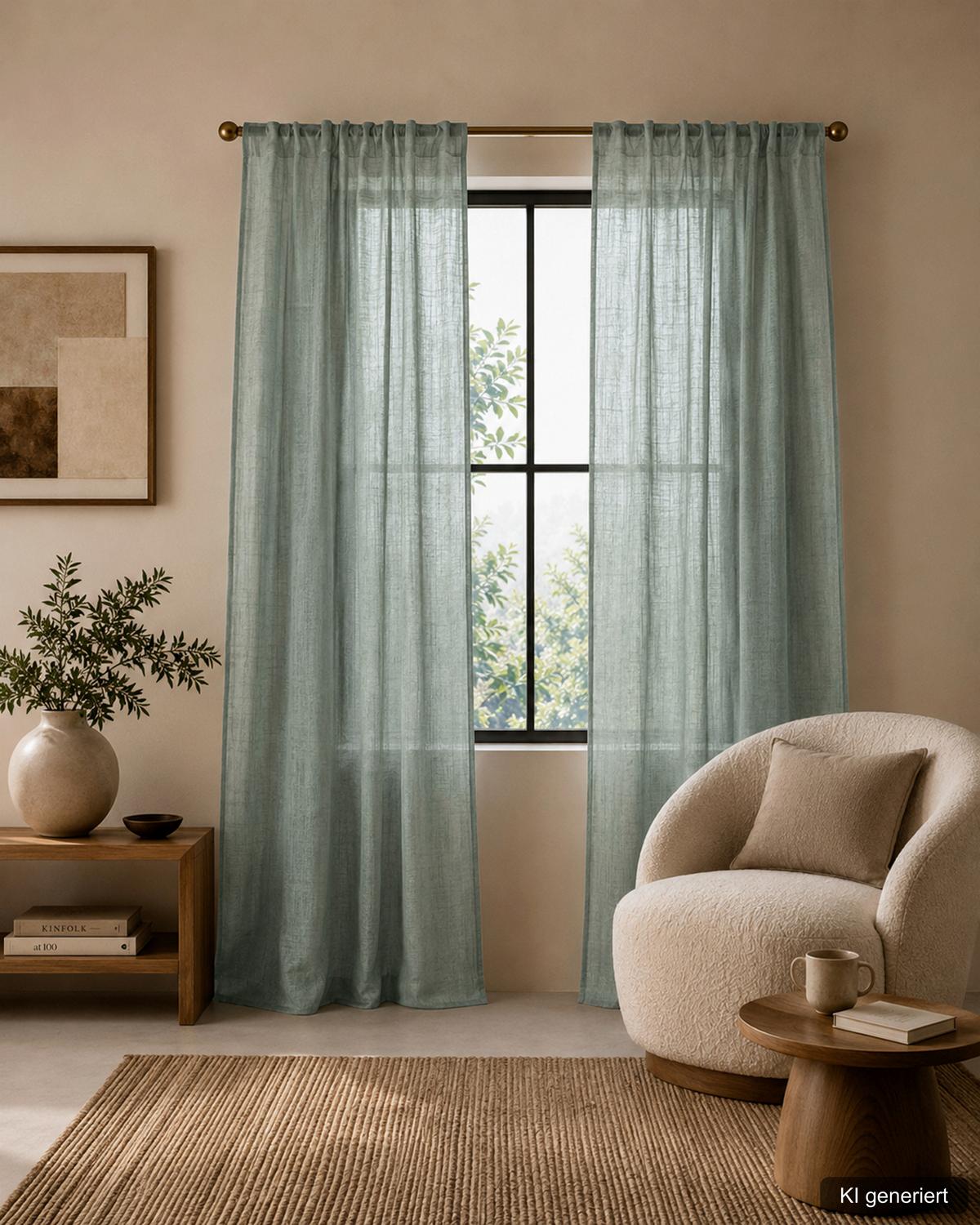 FERTIGVORHANG SOFTY 2ER SET - Salbeigrün, Basics, Textil (140/160cm)