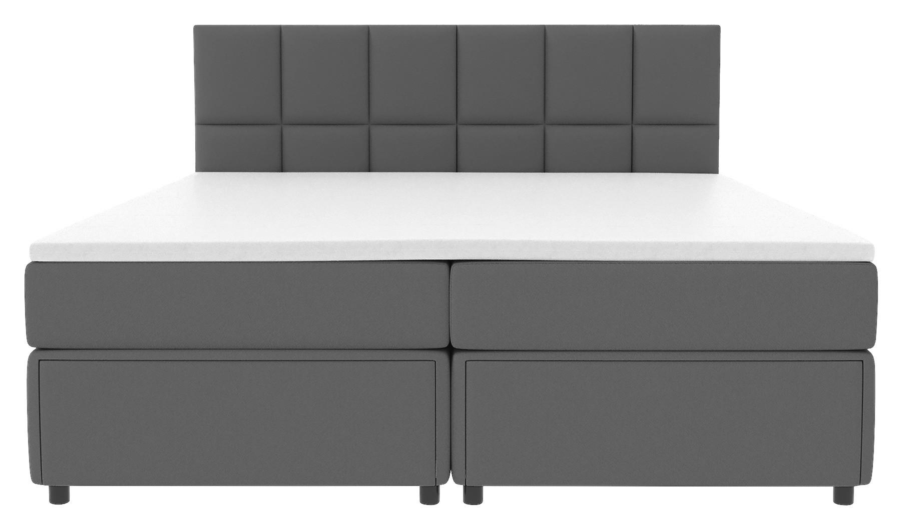 Boxspringbett Garda mit Topper 160x200 - Anthrazit/Schwarz, KONVENTIONELL, Holzwerkstoff/Textil (160/200cm)