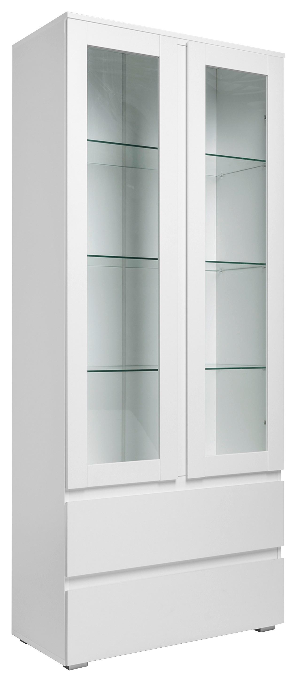 Vitrine Image B: 80 cm Weiß - Silberfarben/Weiß, KONVENTIONELL, Glas/Holzwerkstoff (80/191/40cm) - MID.YOU