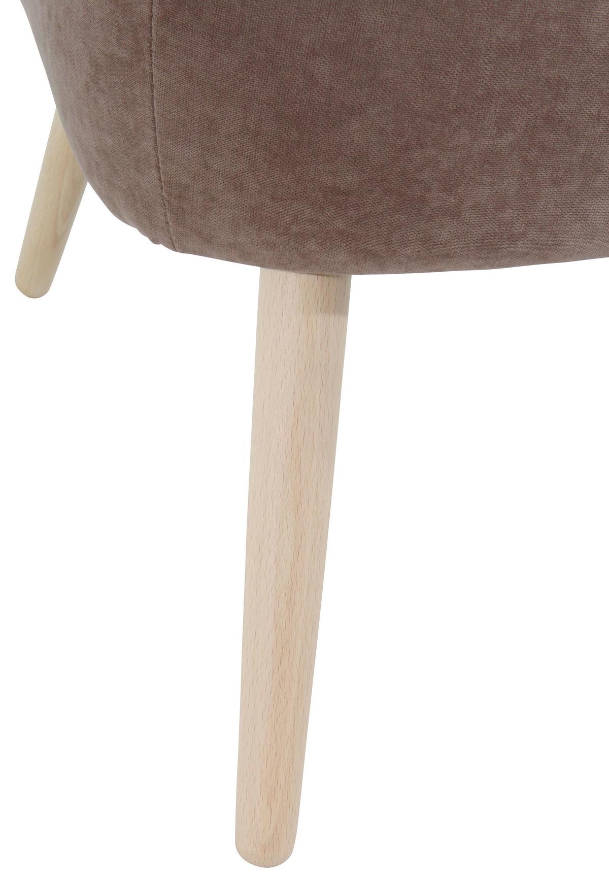 Polstersessel Sari Velours Hellbraun - Hellbraun/Naturfarben, Design, Textil (70/86/69cm) - Max Winzer