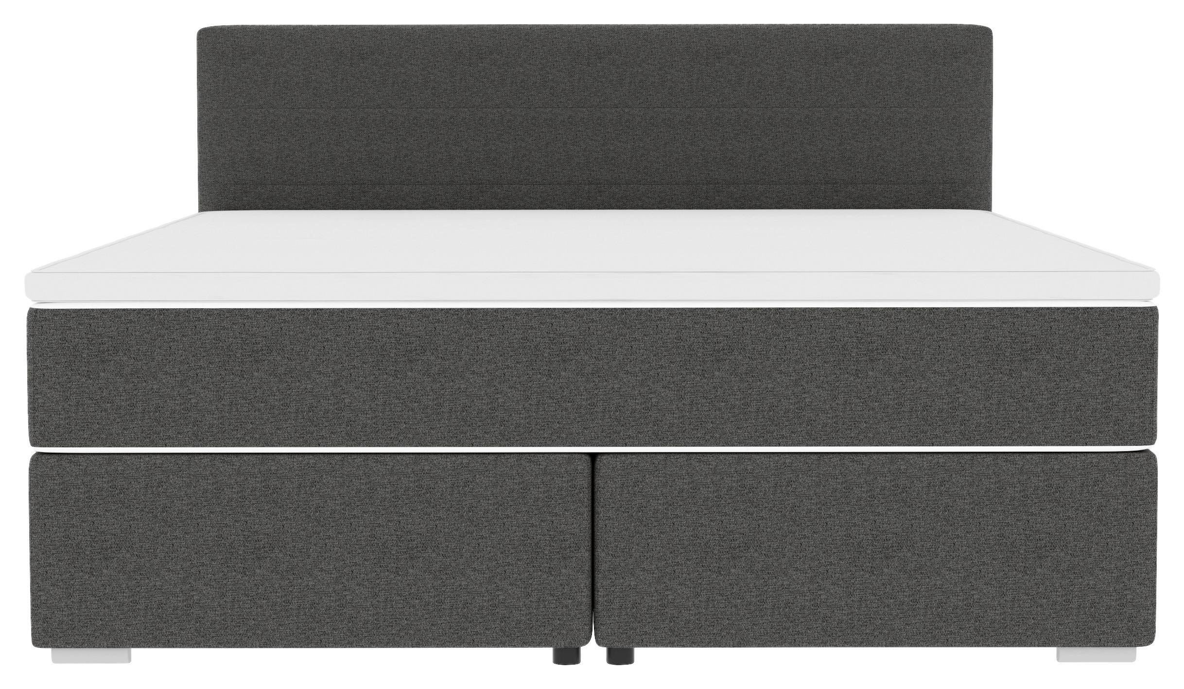 Boxspringbett Mit Topper 180x200 Catania - Chromfarben/Anthrazit, KONVENTIONELL, Textil (180/200cm)