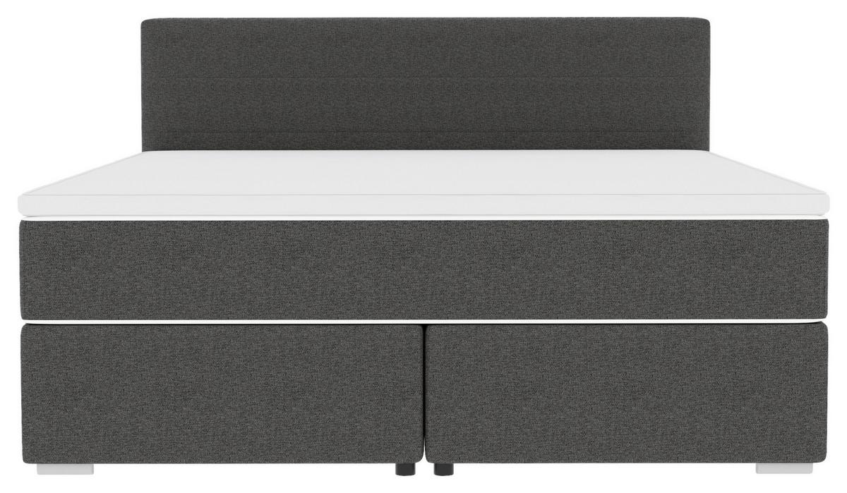 Boxspringbett mit Topper 180x200 Catania - Chromfarben/Anthrazit, KONVENTIONELL, Textil (180/200cm)