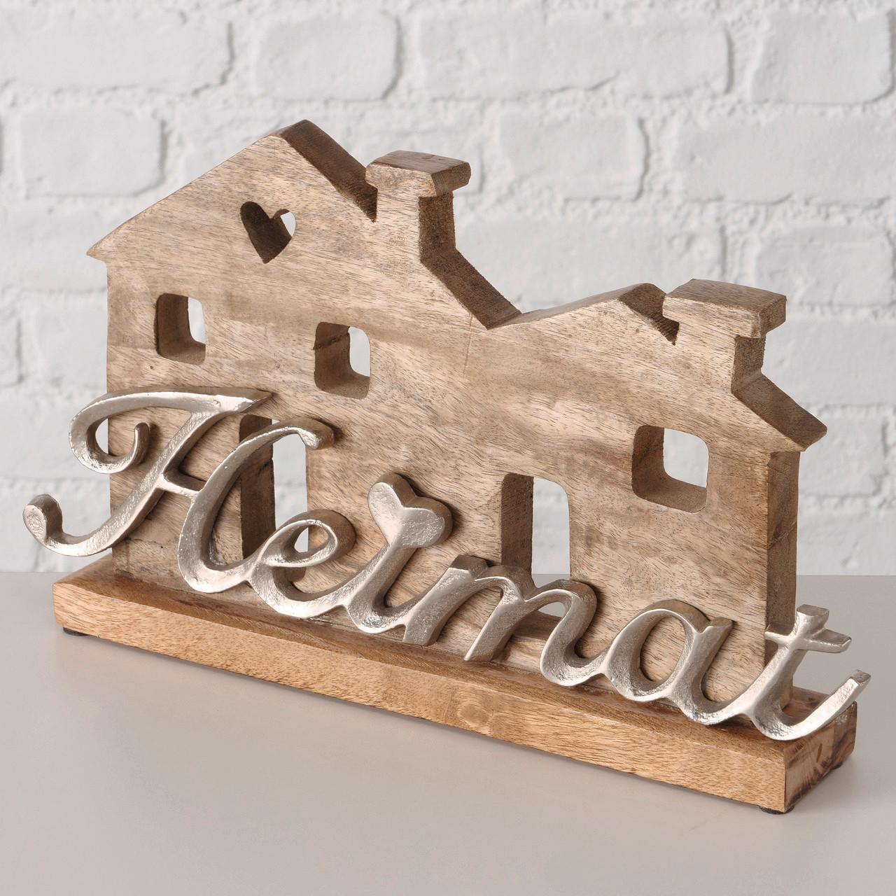 Dekohaus 36x22 cm Holz/Metall für Indoor - Silberfarben/Naturfarben, Basics, Holz/Metall (36/6/22cm)
